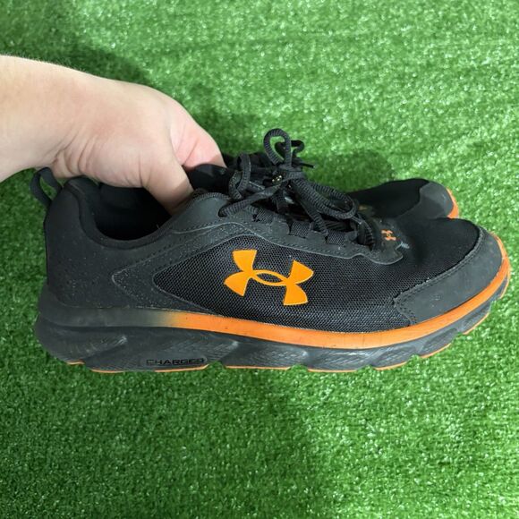 Under Armour Charged Assert 9 Marble Black and Orange Running Shoes Mens 10.5 - Picture 1 of 8